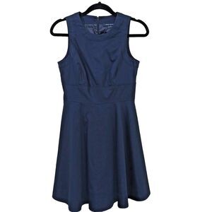French Connection Women's Fit & Flare Dress Navy Blue Classic Boat Neck Size 6